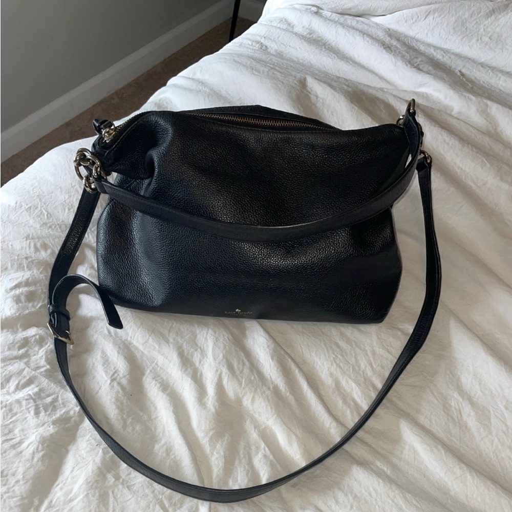 Authentic Kate Spade Black Leather HOBO Shoulder & Crossbody Bag